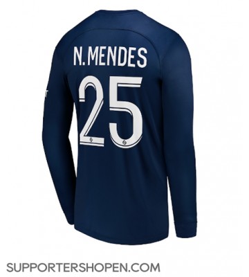 Paris Saint-Germain Nuno Mendes #25 Hemma Matchtröja 2022-23 Långärmad